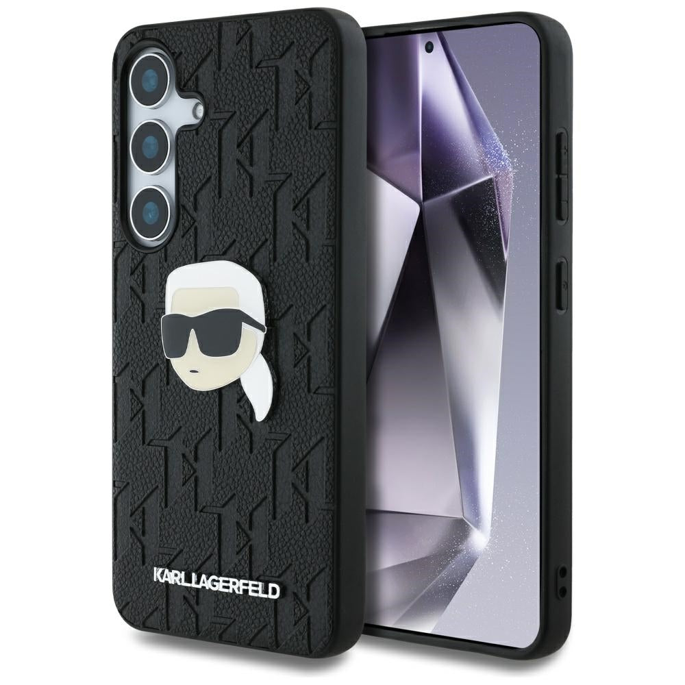 Étui pour Samsung Galaxy S25+ S936, Karl Lagerfeld, Monogram Karl's Head, Noir