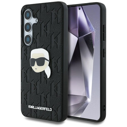 Étui pour Samsung Galaxy S25+ S936, Karl Lagerfeld, Monogram Karl's Head, Noir