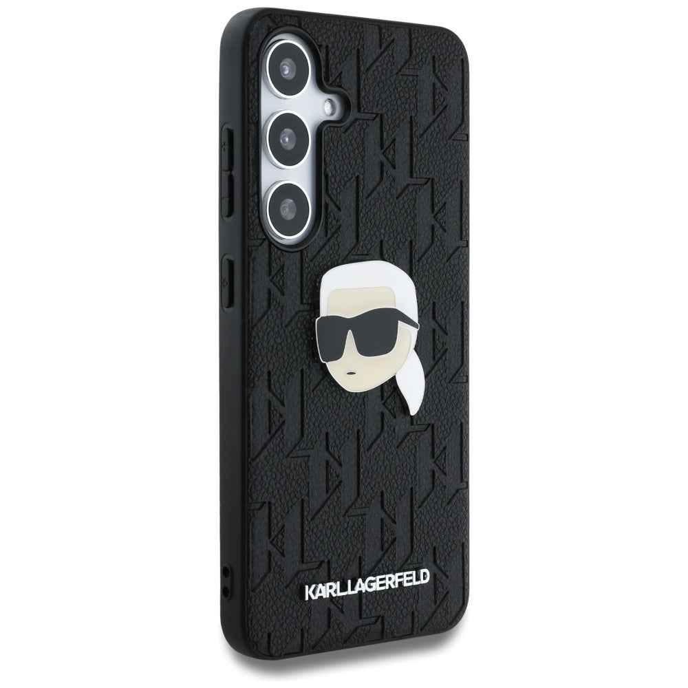 Étui pour Samsung Galaxy S25+ S936, Karl Lagerfeld, Monogram Karl's Head, Noir