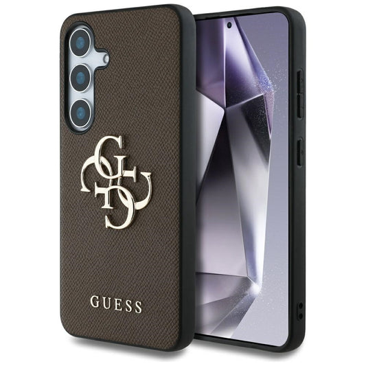 Étui pour Samsung Galaxy S25 S931, Guess, 4G Grained Big and Classic Logo, Marron