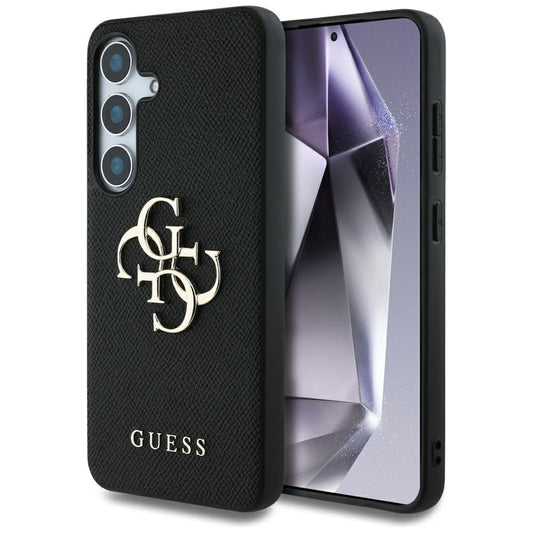 Étui pour Samsung Galaxy S25 S931, Guess, 4G Grained Big and Classic Logo, Noir