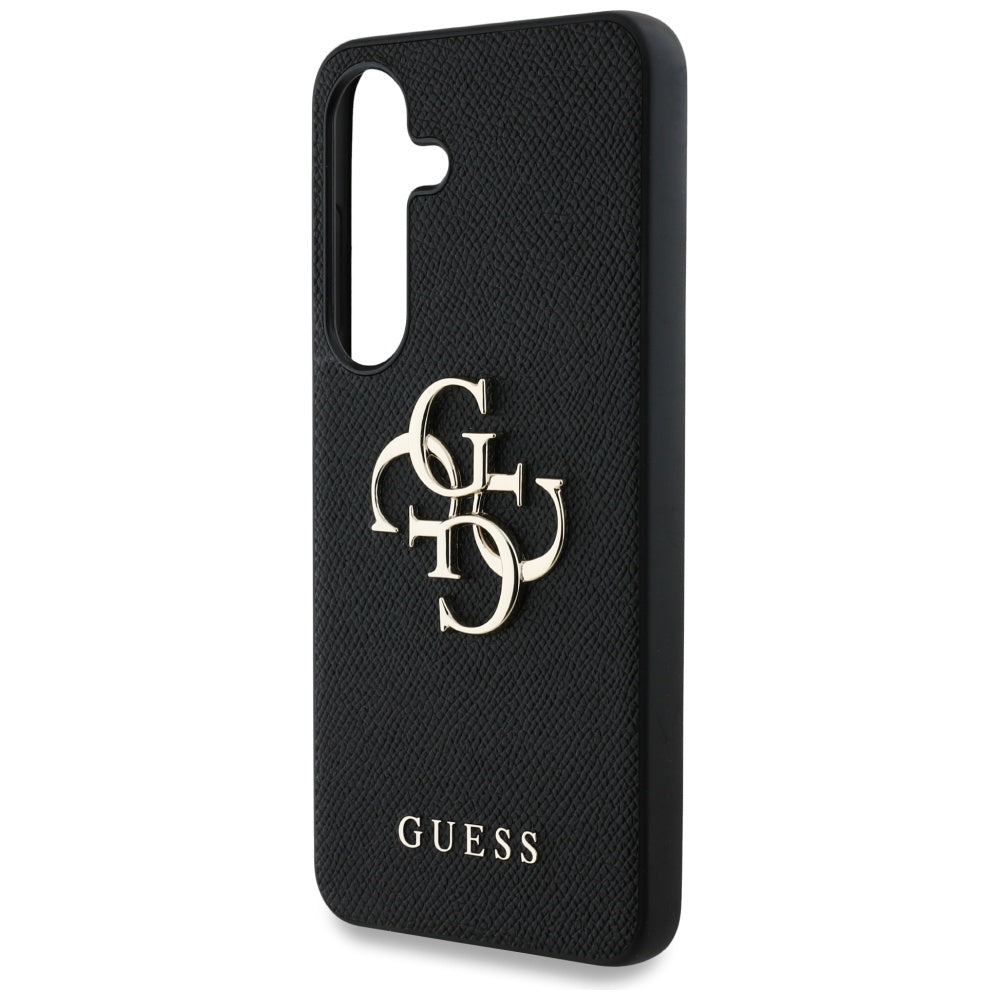 Étui pour Samsung Galaxy S25 S931, Guess, 4G Grained Big and Classic Logo, Noir
