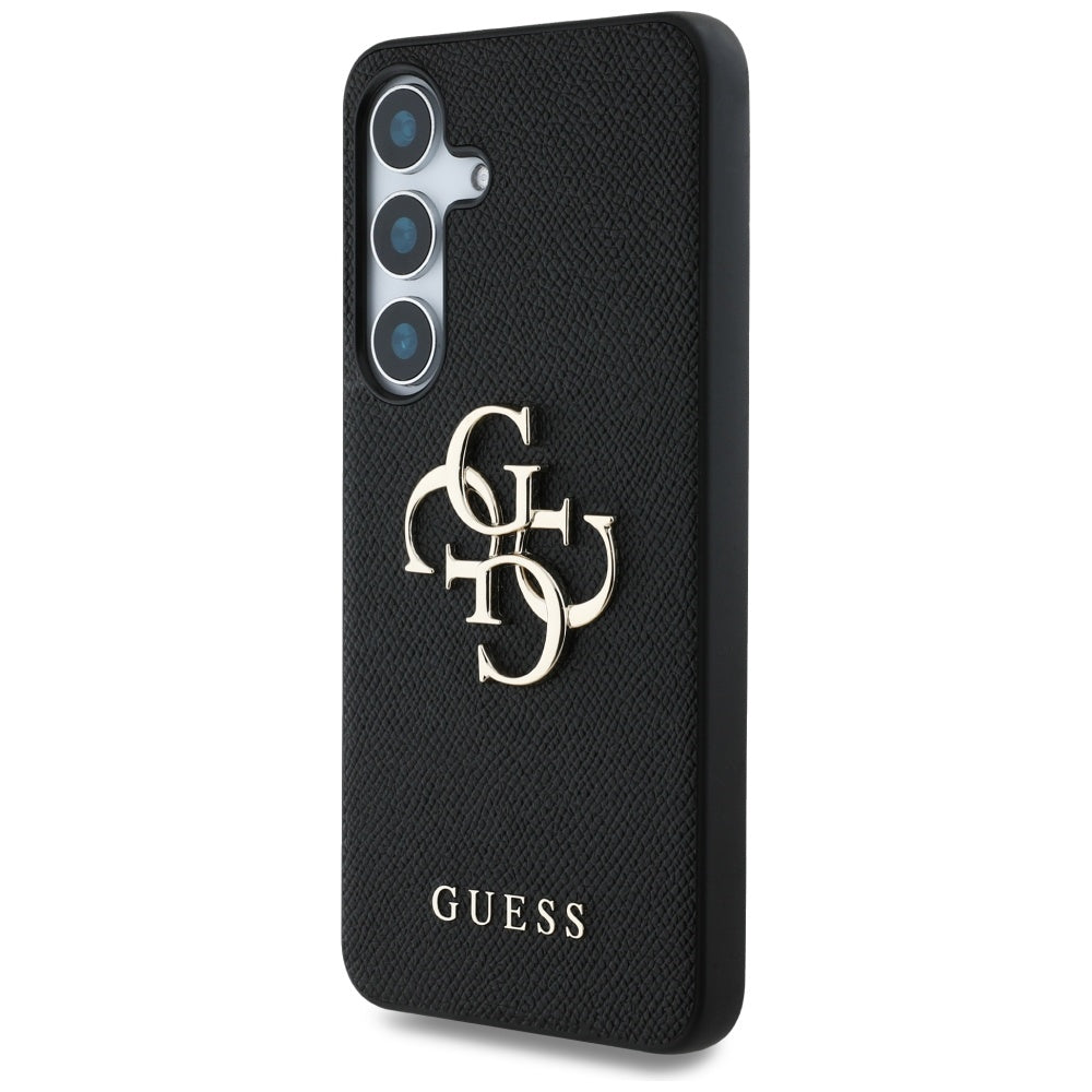 Étui pour Samsung Galaxy S25 S931, Guess, 4G Grained Big and Classic Logo, Noir