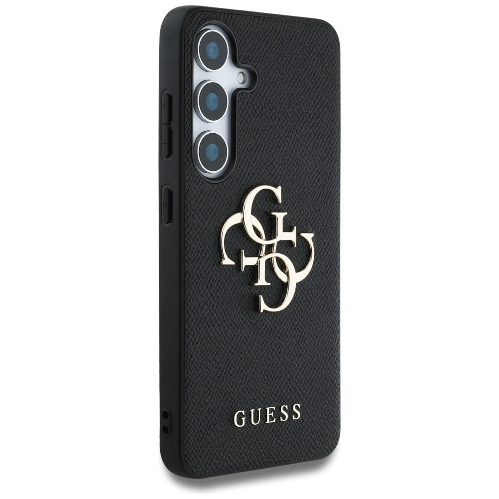 Étui pour Samsung Galaxy S25 S931, Guess, 4G Grained Big and Classic Logo, Noir