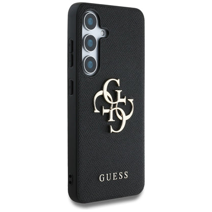 Étui pour Samsung Galaxy S25 S931, Guess, 4G Grained Big and Classic Logo, Noir