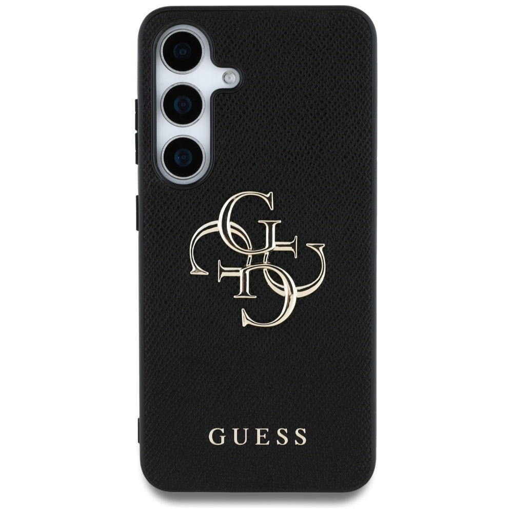 Étui pour Samsung Galaxy S25 S931, Guess, 4G Grained Big and Classic Logo, Noir