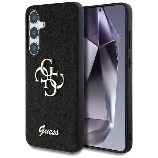 Étui pour Samsung Galaxy S25 S931, Guess, Glitter Big 4G Script, Noir