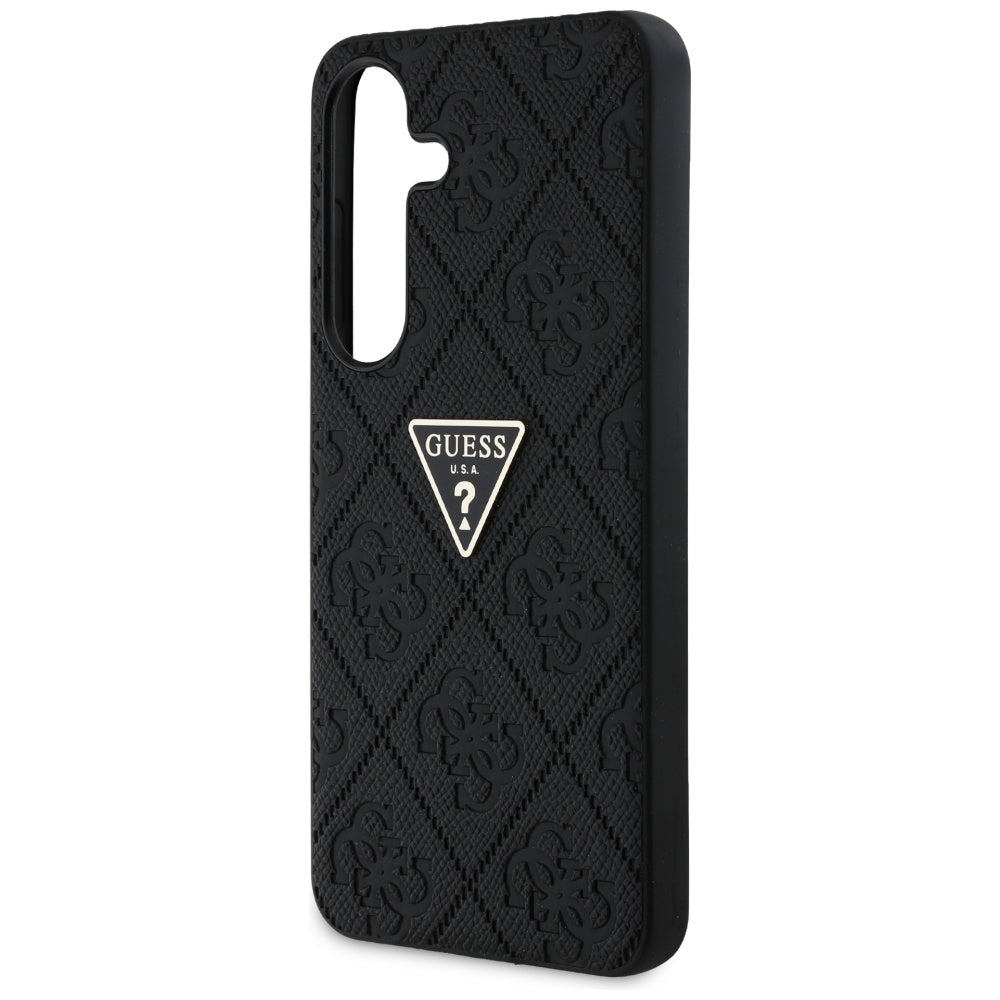 Hülle für Samsung Galaxy S25 S931, Guess, Grained Hot Stamp 4G Triangle, Schwarz
