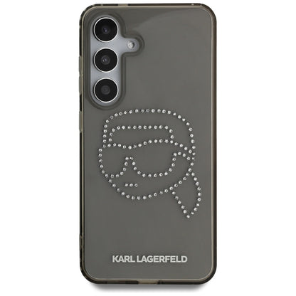 Hülle für Samsung Galaxy S25 S931, Karl Lagerfeld, IML Rhinestones Karl's Head, Schwarz