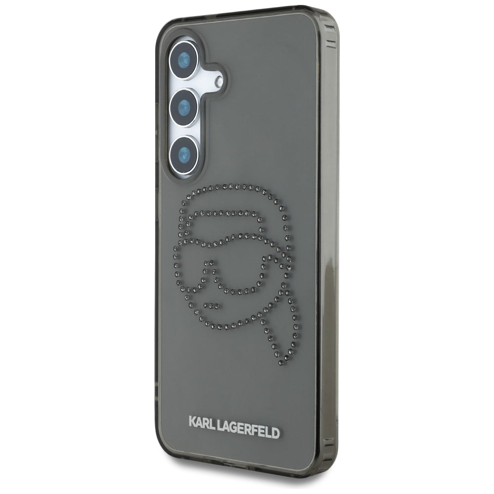 Hülle für Samsung Galaxy S25 S931, Karl Lagerfeld, IML Rhinestones Karl's Head, Schwarz