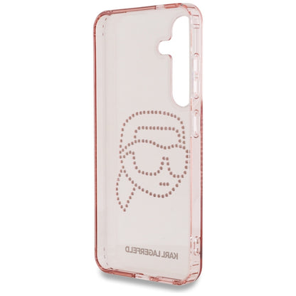 Étui pour Samsung Galaxy S25 S931, Karl Lagerfeld, IML Rhinestones Karl's Head, Rose