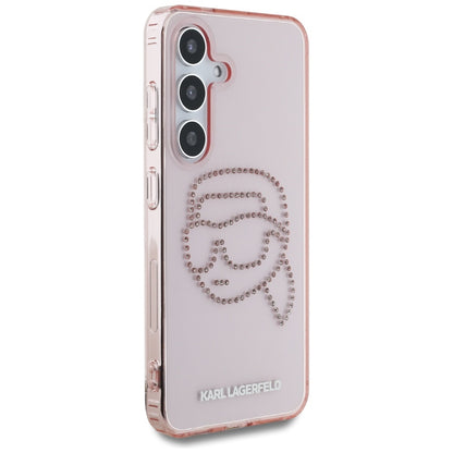 Étui pour Samsung Galaxy S25 S931, Karl Lagerfeld, IML Rhinestones Karl's Head, Rose