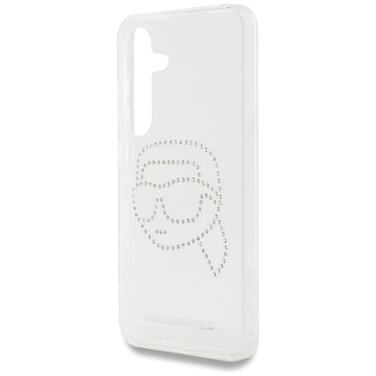 Étui pour Samsung Galaxy S25 S931, Karl Lagerfeld, IML Rhinestones Karl's Head, Transparent