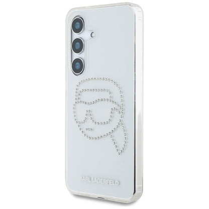 Étui pour Samsung Galaxy S25 S931, Karl Lagerfeld, IML Rhinestones Karl's Head, Transparent