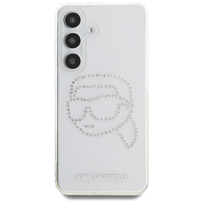 Étui pour Samsung Galaxy S25 S931, Karl Lagerfeld, IML Rhinestones Karl's Head, Transparent