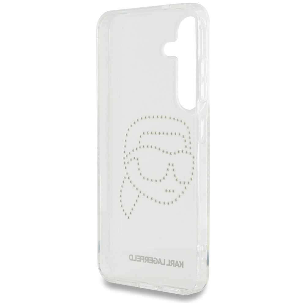 Étui pour Samsung Galaxy S25 S931, Karl Lagerfeld, IML Rhinestones Karl's Head, Transparent
