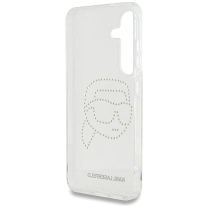 Étui pour Samsung Galaxy S25 S931, Karl Lagerfeld, IML Rhinestones Karl's Head, Transparent