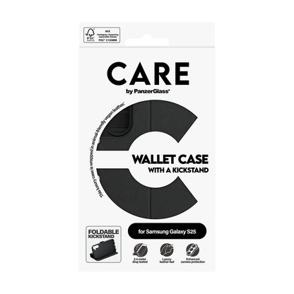 Étui pour Samsung Galaxy S25 S931, PanzerGlass, avec fonction support et portefeuille, Noir