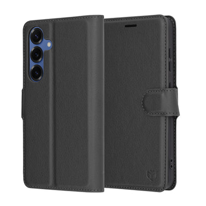 Coque pour Samsung Galaxy S25 S931, Techsuit, Folio en cuir, Noire