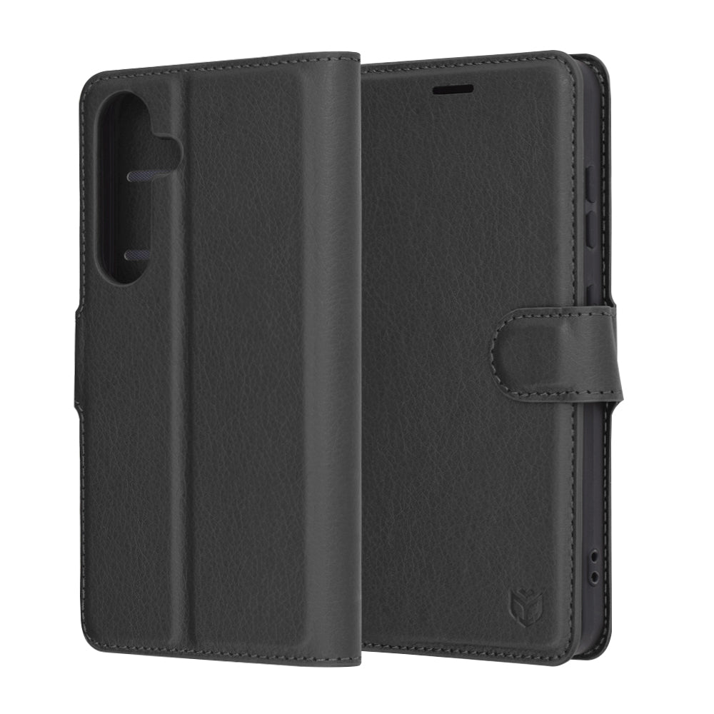 Coque pour Samsung Galaxy S25 S931, Techsuit, Folio en cuir, Noire