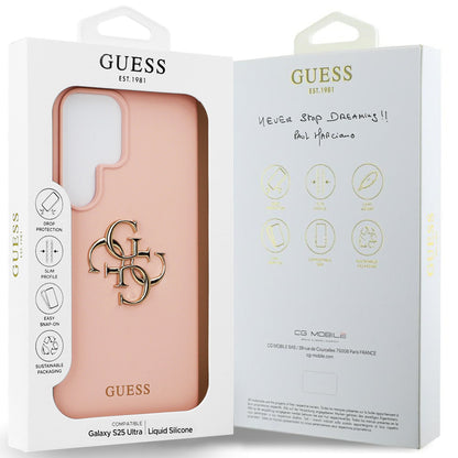Étui pour Samsung Galaxy S25 Ultra S938, Guess, 4G Grained Big and Classic Logo, Rose