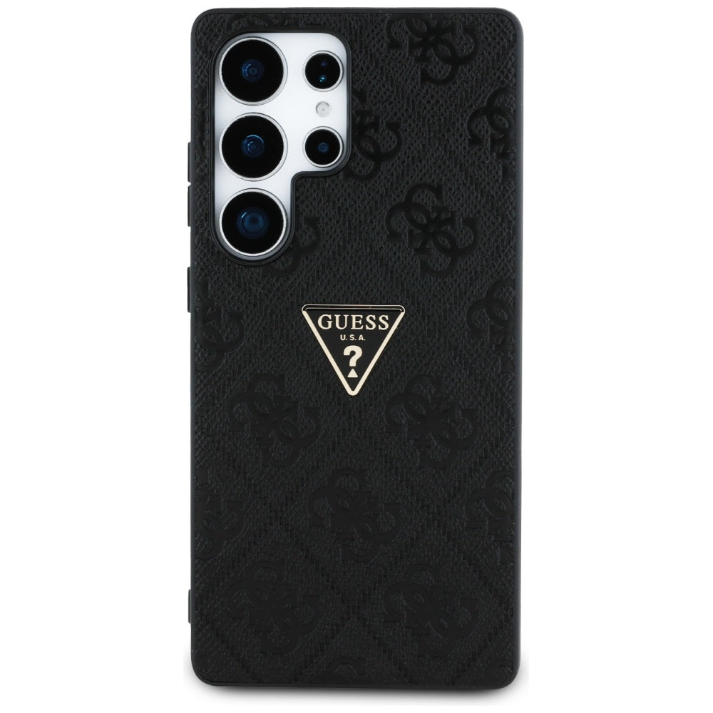 Housse pour Samsung Galaxy S25 Ultra S938, Guess, Grained Hot Stamp 4G Triangle, Noire