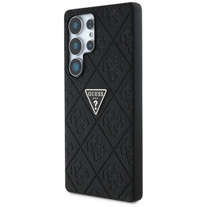 Housse pour Samsung Galaxy S25 Ultra S938, Guess, Grained Hot Stamp 4G Triangle, Noire