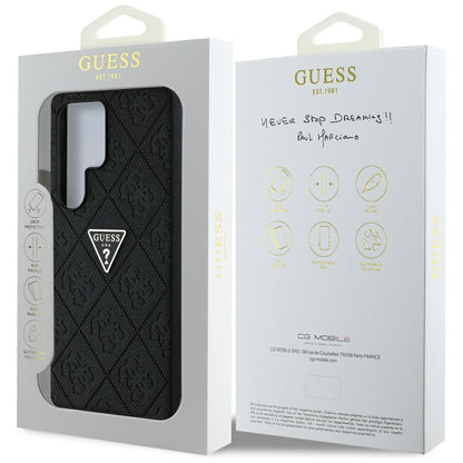 Housse pour Samsung Galaxy S25 Ultra S938, Guess, Grained Hot Stamp 4G Triangle, Noire