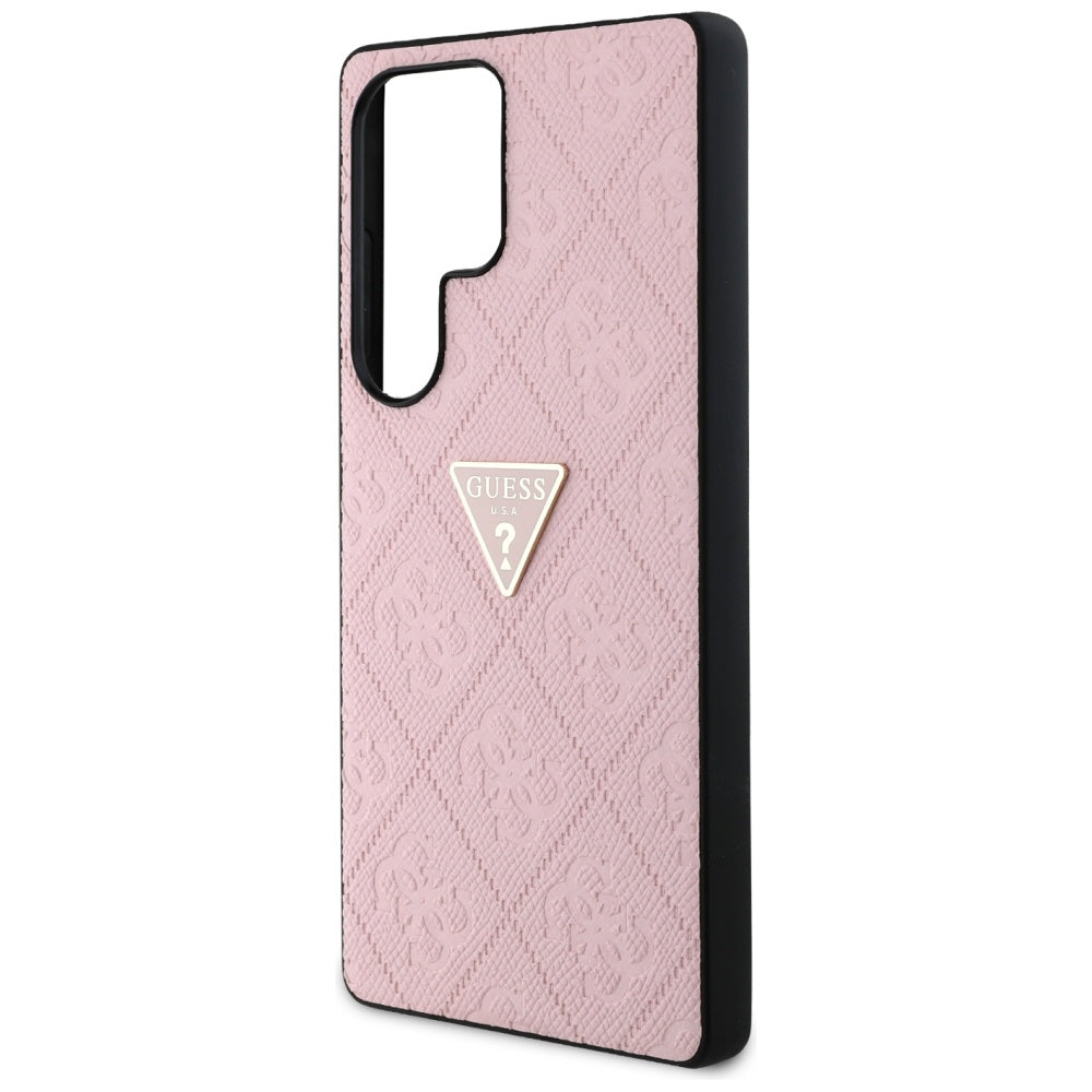 Hülle für Samsung Galaxy S25 Ultra S938, Guess, Grained Hot Stamp 4G Triangle, Rosa
