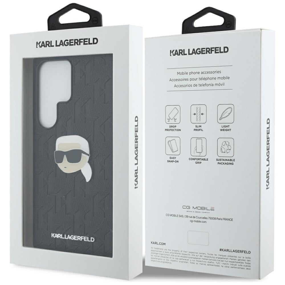 Étui pour Samsung Galaxy S25 Ultra S938, Karl Lagerfeld, Monogramme Karl's Head, Noir