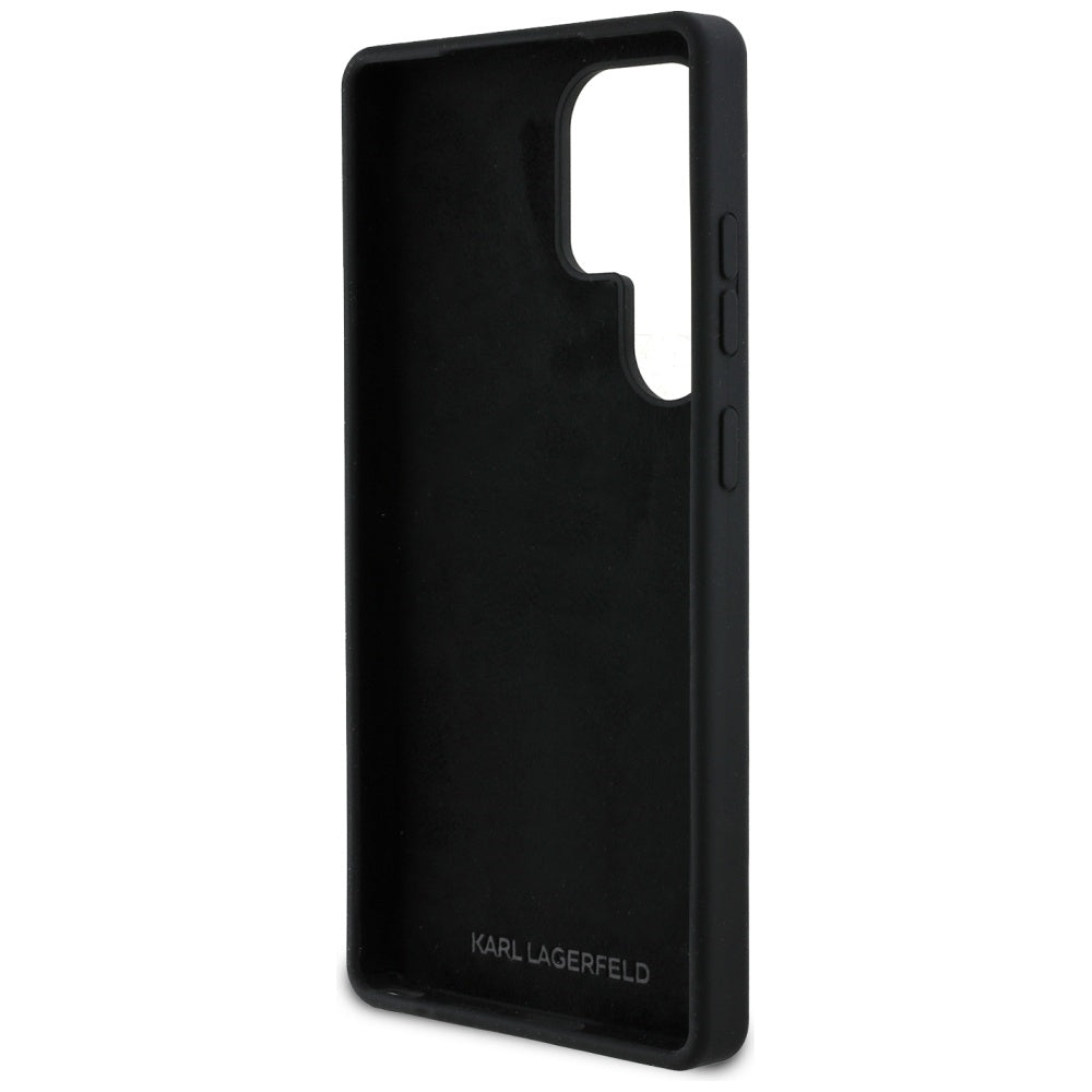 Étui pour Samsung Galaxy S25 Ultra S938, Karl Lagerfeld, Logo Métallique en Silicone, Noir