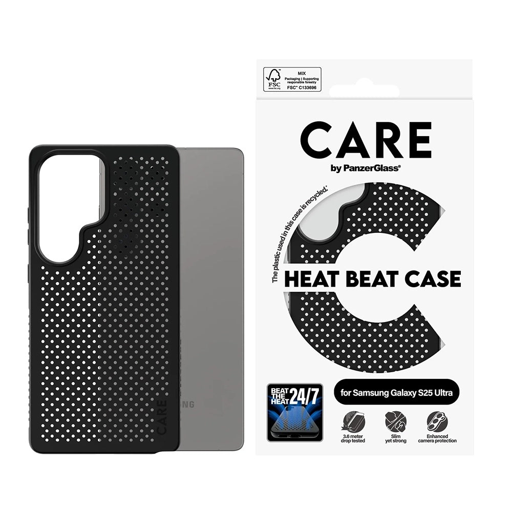 Hülle für Samsung Galaxy S25 Ultra S938, PanzerGlass, Care Feature Heat Beat, Schwarz