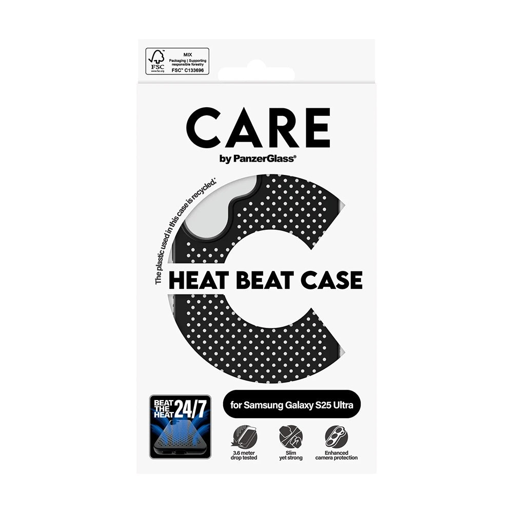 Hülle für Samsung Galaxy S25 Ultra S938, PanzerGlass, Care Feature Heat Beat, Schwarz