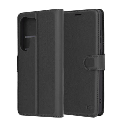Hülle für Samsung Galaxy S25 Ultra S938, Techsuit, Leder-Folio, Schwarz