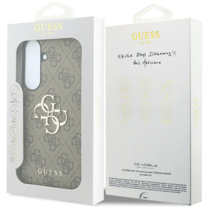 Hülle für Samsung Galaxy S26 FE S741, Guess, 4G Metall-Logo, Braun