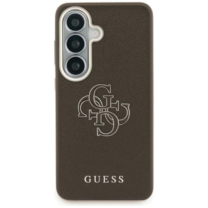 Coque pour Samsung Galaxy S26 Plus S947, Guess, 4G Grained Big and Classic Logo, Marron
