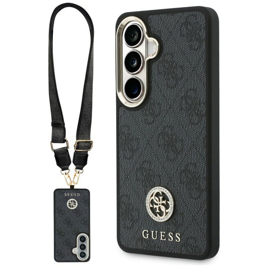 Hülle für Samsung Galaxy S26 S942, GUESS, 4G Big Rhinestone Triangle Strap, Schwarz