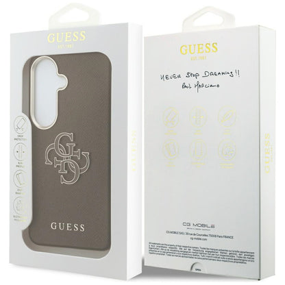 Coque pour Samsung Galaxy S26 S942, Guess, 4G Grained Big and Classic Logo, Marron