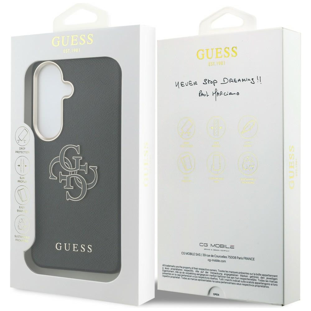 Étui pour Samsung Galaxy S26 S942, Guess, 4G Grained Big and Classic Logo, Noir