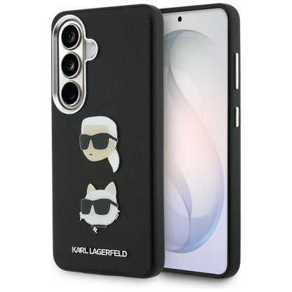 Case for Samsung Galaxy S26 S942, Karl Lagerfeld, Saffiano Karl & Choupette's Head Pin, Black