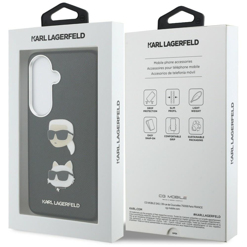 Case for Samsung Galaxy S26 S942, Karl Lagerfeld, Saffiano Karl & Choupette's Head Pin, Black