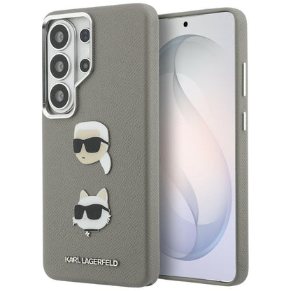 Hülle für Samsung Galaxy S26 Ultra S948, Karl Lagerfeld, Saffiano Karl & Choupette's Head Pin, Grau