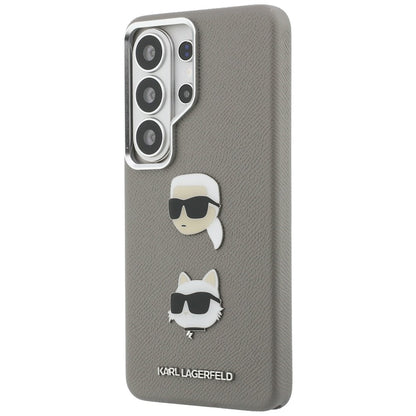 Hülle für Samsung Galaxy S26 Ultra S948, Karl Lagerfeld, Saffiano Karl & Choupette's Head Pin, Grau