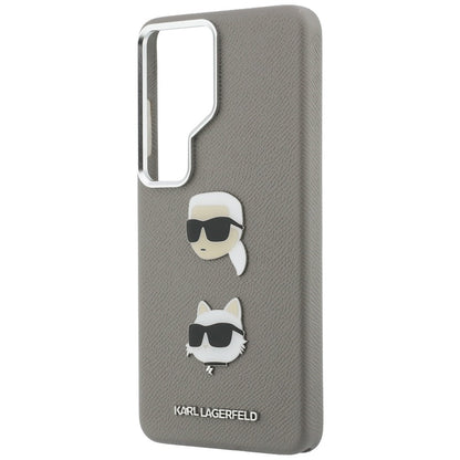 Hülle für Samsung Galaxy S26 Ultra S948, Karl Lagerfeld, Saffiano Karl & Choupette's Head Pin, Grau