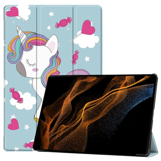 Hülle für Samsung Galaxy Tab S10 Ultra / Tab S9 Ultra / Tab S8 Ultra, Techsuit, FoldPro Unicorn, Mehrfarbig