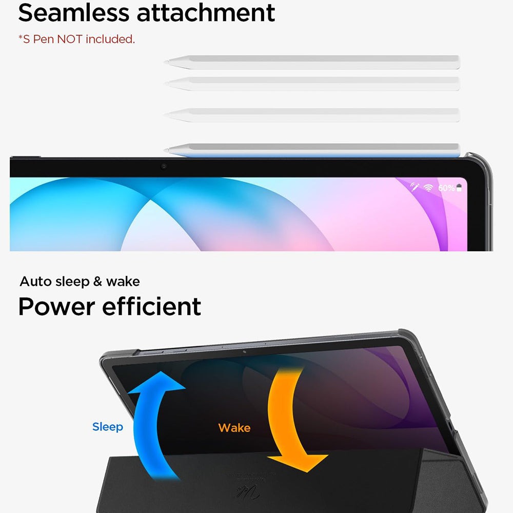 Hülle für Samsung Galaxy Tab S12 Plus, Spigen, Liquid Air Folio, Schwarz ACS11828