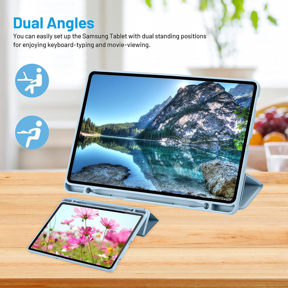 Housse pour Samsung Galaxy Tab S6 Lite (2024) / Tab S6 Lite (2022) / Tab S6 Lite (2020), Techsuit, Flex Trifold, Bleu