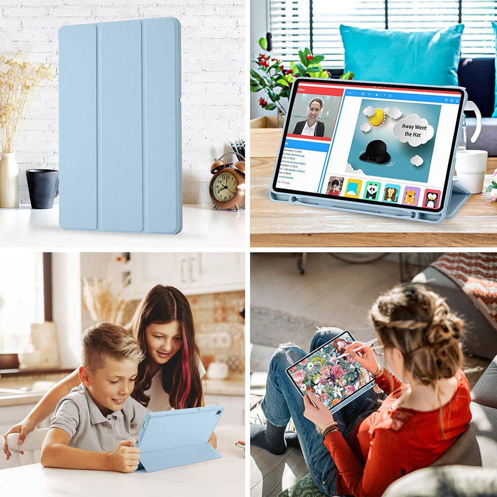 Housse pour Samsung Galaxy Tab S6 Lite (2024) / Tab S6 Lite (2022) / Tab S6 Lite (2020), Techsuit, Flex Trifold, Bleu