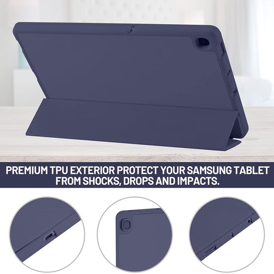 Hülle für Samsung Galaxy Tab S6 Lite (2024) / Tab S6 Lite (2022) / Tab S6 Lite (2020), Techsuit, Flex Trifold, Marineblau