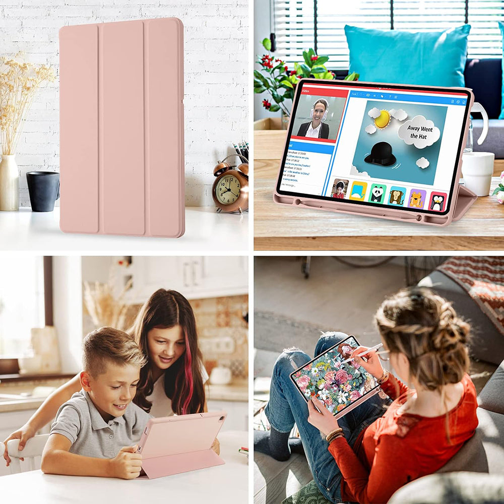 Housse pour Samsung Galaxy Tab S6 Lite (2024) / Tab S6 Lite (2022) / Tab S6 Lite (2020), Techsuit, Flex Trifold, Rose